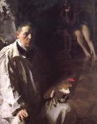 Anders Zorn Sailvportratt med modell(Self-portrait with a model) oil